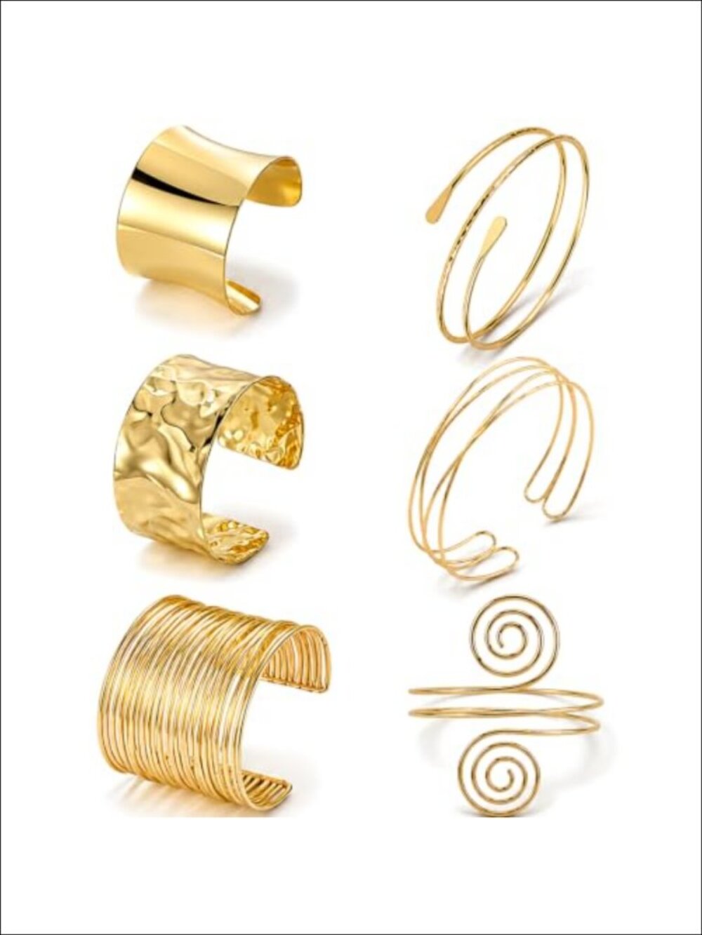 Gold Arm Cuff Bracelet Set Adjustable Alloy Bangles